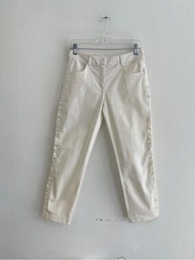 Prada White Pants with Ruffle Detai